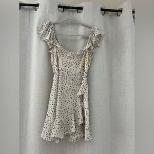 Hello Molly Cream and Black Ruffle Mini Dress